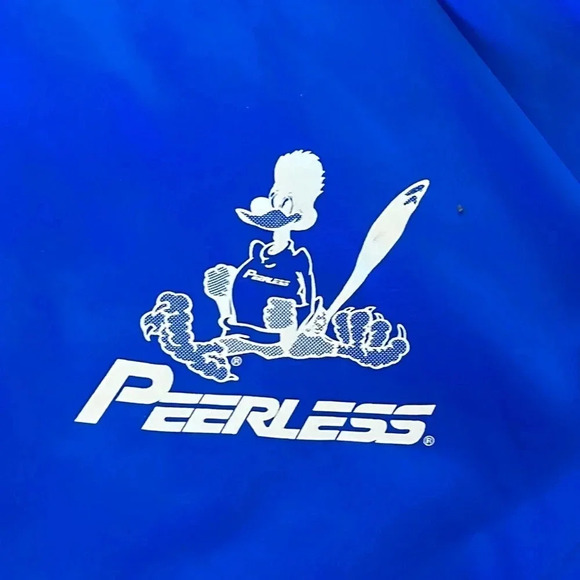 Vintage Nylon Bomber Varsity Jacket Roadrunner Peerless Retro Blue M USA - Picture 6 of 12